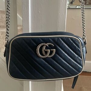 Navy Leather Gucci Crossbody